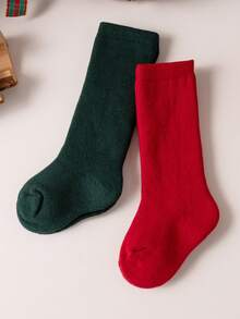 2 pary/partia skarpetek niemowlęcych do kolan, świątecznych, dla dzieci, dziewcząt i chłopców, miękkich, długich, uroczych hiszpańskich, grubych, płaskich skarpetek, ciepłych, grubych, pętelkowych, dziecięcych skarpetek na 0-3 lata