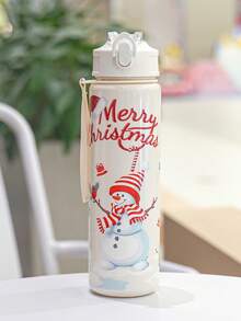 1 件 750ml/26oz 圣诞主题白色背景玻璃杯（带吸管） - 彩色 - 查看 13