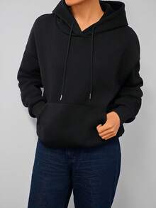 Sudadera con capucha de ajuste holgado con estampado de letras, ropa de otoño/invierno para mujer