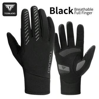  TOSUOD Cycling Gloves For Winter - Warm All-Finger Gloves, Road/Mountain Bike Touch Screen Outdoor Sports Gloves, Men And Women Cold-Proof And Slip-Proof Gloves