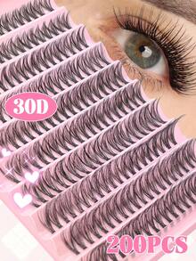 FQBFQB 200PCS D Curl Individual Lash Clusters 8-16mm DIY Lash Clusters 30D 40D 80D Natural Wispy & Soft Reusable Individual Eyelash Extension Kit False Eyelashes Suitable For Home And Everyday Use, Perfect For Weddings, Dates, Parties, Travel, Birthday Gifts, Valentine'S Day Presents, And Christmas Gifts,Eye Lash Clusters,Individual Eyelashes,Lashes,Fake Lashes