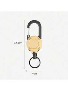 Llavero retráctil con cuerda de acero de 60 cm, mosquetón, colgante de insignia táctica - Equipo multifuncional para exteriores para camping, senderismo, pesca, golf - Organizador de llaves antirrobo para hombres y mujeres