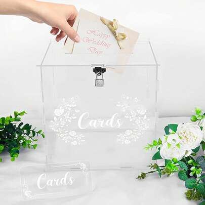 Acrylic Card Box Money Post Gift Box Holder for Anniversary Decorations