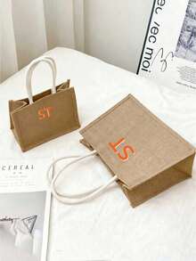 Custom Tote Bag, Personalized Tote Bag,Shadow Monogram Jute Bag, Monogram Tote Bag, Bridesmaid Gift, Personalized Gift Bachelorette,Travel Essentials,Travel Accessories,Cruise Essentials,School Essentials,School Supplies,Makeup Bag