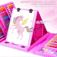 kit de dibujo, Sebami 208 piezas Set de Arte Profesional con caballete portátil de doble cara Dibujo Arte Kit para Niños regalo para niños (Rosa)… - rosa - Ver 6