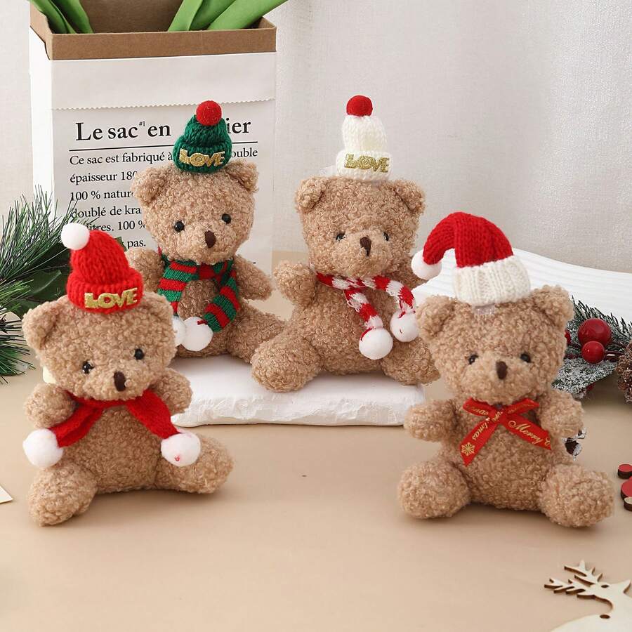 Christmas Tree Plush Ornaments Christmas Teddy Bear Plush Toys Decorations Xmas Tree Plush Pendants Hanging Doll Ornaments For Christmas Party Supplies Christmas Decorations Xmas Decor Christmas Gifts - Multicolor - View 1