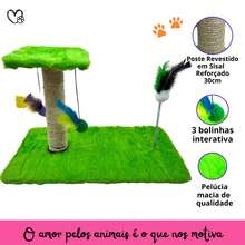 Scratching Post With Interactive Toys With Sisal And Balls - Green - View 5