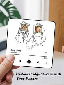 1pc Custom Music Album Fridge Magnet, Customized Magnet For Refrigerator, Customizable Photo Album Refrigerator Magnet, Personalized Music Player With Photo, Song, Album Cover, Fridge Magnet Can Play Songs, Custom Gift, Personalized Gift,Office Decor,Elegant Living - Custom Photos - View 7