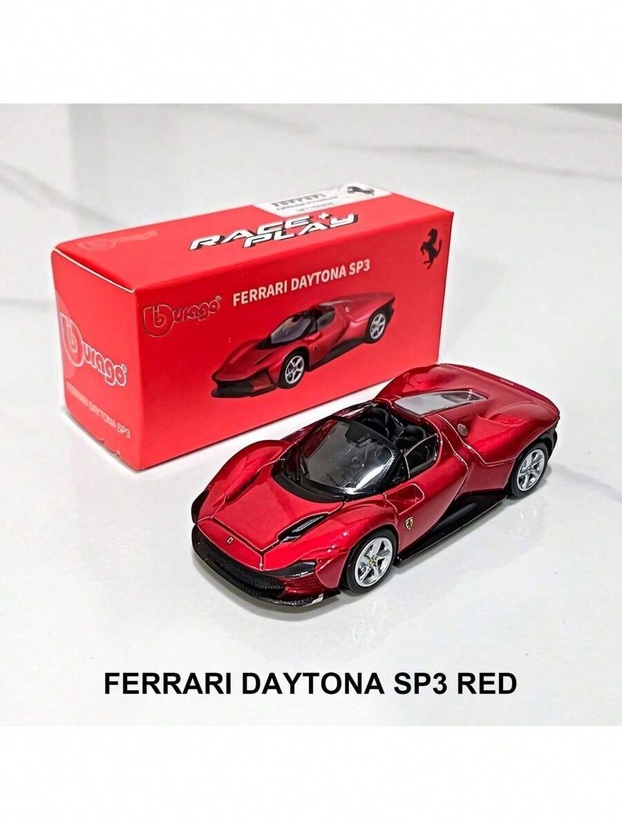 Burago 1:64 比例法拉利系列赛车模型，儿童迷你压铸复制车，小型合金收藏车模型，新年圣诞节生日礼物 - DAYTONA SP3-紅色 - 查看 1
