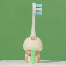 Cepillo de dientes suave para niños, diseño adorable de animales de dibujos animados, mango de goma suave, protege la salud oral, limpieza suave, diseño ergonómico, adecuado para uso diario en el hogar de niños, adorable cepillo de dientes para bebés