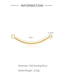 EleRunis 1 buc argint 925, setare cu 4 vârfuri/cutie, piercing-uri, lanț, breloc, spate plat, piercing pentru cartilaj, helix, bijuterii fine, pentru purtare zilnică, nuntă, petrecere, logodnă, aniversare, Ziua Îndrăgostiților