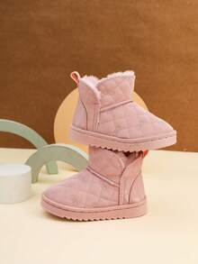 1 Pair Soft & Comfortable Slip-On Solid Color Suitable For Baby Girls, Outdoor Snow, Warm Soft Sole & Soft Surface, Winter
