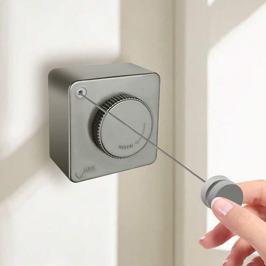 1/2PCS Indoor Retractable Clothesline Non Sagging Outdoor Clothesline Retractable Heavy-Duty Clothes Drying Line Wall Mounted Stainless Steel Line -15.1 Feet Gray - Xám - Xem 1
