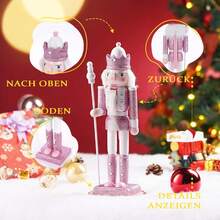 30cm Holzer Nussknacker Soldat Figur Puppe Rosa Glitzer Soldat Puppe Handwerk Ornament Weihnachts Haus Büro Dekoration