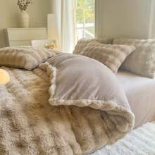 1pc Thickened Plush Duvet Cover, Faux Rabbit Fur Soft & Fluffy Single Duvet Cover, Without Pillow Case, Soft & Comfortable, Machine Washable, A. Faux Rabbit Fur, B. Milk Plush, Suitable For Bedroom, Dorm, Autumn/Winter