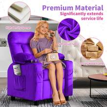 Child Reclining Chair, Toddlers Recliner Sofa With Cup Holders,Toddlers Recliner Chair With Cup Holder,Big Kids Recliner For Ages 3+,Sofa For Boys & Girls Bedroom