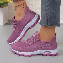 女士新款软底透气休闲运动鞋，防滑厚底 - 紫色 - 查看 8