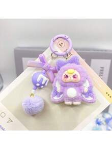 1 件卡通 3D 植绒可爱饰品钥匙扣，卡通吊坠包饰，男女通用钥匙圈配件万圣节配饰教师节圣诞节礼物创意