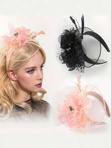 1 件优雅羽毛和网状发带头饰，新娘婚礼头饰，花冠头饰，适合舞会、派对、母亲节、骄傲月、返校、感恩节、圣诞节、狂欢节节日礼物返校、万圣节 - A - 查看 12