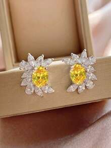 1 对迷人方晶锆石耳钉，适合女士，适合情人节礼物，婚礼订婚周年派对珠宝，妈妈，母亲节，礼物 - 1# - 查看 8