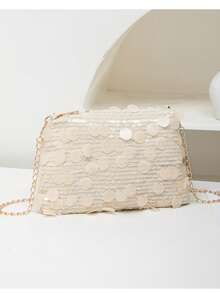 Sequin Chain Small Crossbody Bag For Women, 2025 New Arrival, Versatile French Fashion Mini Square Shoulder Bag