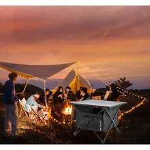 Mesa de Camping Plegable Porttil, Mesa de Playa, Ligero con Bolsa de Almacenamiento, con Cubierta Antideslizante, para Exteriores, Playa, Picnic, Senderismo, Pesca, Negro 35 * 41 * 30cm - Pequeño - Ver 3