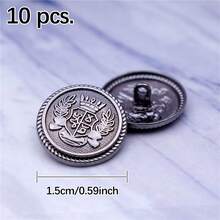 10 nút kim loại thiết kế vương miện 15/20/25mm 3 màu cho áo khoác tự làm - Nhiều màu - Xem 17