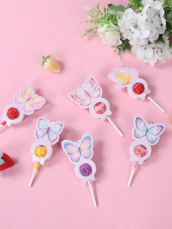 24 peças de porta-pirulito com tema de borboleta, cartões de decoração de pirulito, cartões de doces de papel com padrão de borboleta colorido, papel cartão de pirulito, presentes de festa de borboleta, lembrancinhas de festa, decoração de festa de aniversário, decoração de casa, decoração de mesa, perfeito para aniversário, casamento, chá de bebê, revelação de gênero, decoração de festa de despedida de solteira