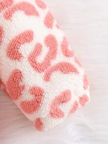 可爱女婴豹纹拼接字母图案连帽耳朵装饰连体衣，秋冬季穿着舒适 - 彩色 - 查看 6