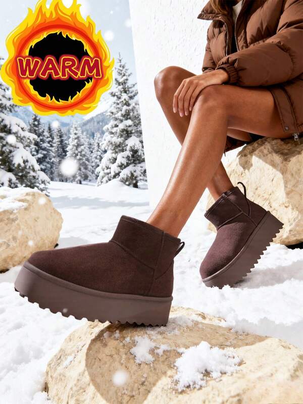 KESCA Botas de Nieve Bajas para Mujer –Botines de Invierno -Zuecos de Invierno Suela Gruesa y Plataforma Botines de Nieve para el Invierno Botas de nieve de mujer 2025 de alta calidad con suela gruesa y diseño elegante botas térmicas de invierno casuales y de trabajo con aumento y calidez para el uso diario clásicas y modernas
