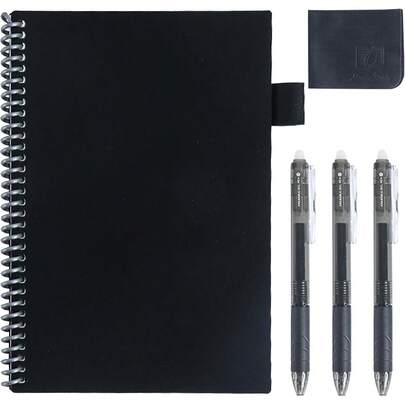 VOURTM Cuaderno Inteligente A4 Reutilizable, Notebook Borrable con 3 Bolígrafos Incluidos, Lavable con Agua, Se Borra con Calor, Sincroniza Notas en la Nube, Perfecto para Adultos y Niños