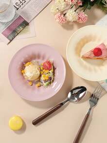 Cream Style Cute High-Value Ruffled Salad Fruit Plate, Afternoon Tea Tableware Dish, Deep Plate