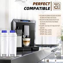 NEXBOR STREAM Filtro de máquina de café, 3 unidades de filtro de agua de repuesto, filtro de agua compatible con DeLonghi ECAM, ETAM, ESAM, EC y series BCO, filtro de agua para jarra y dispensador de agua, DeLonghi DLSC002, DLS C002 ECAM ESAM ETAM BCO EC EC680 EC800