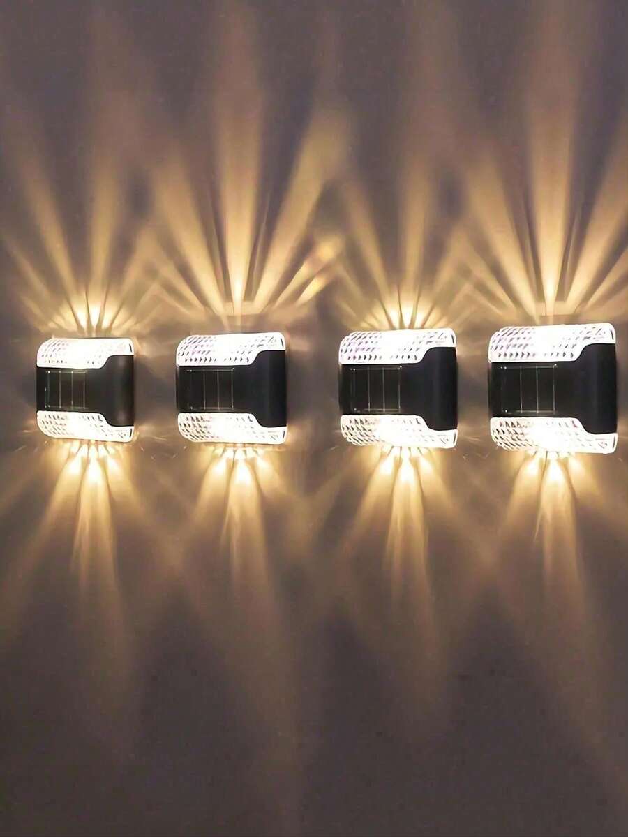8/4pcs Solar LED Wall Lights - Outdoor Waterproof Smart Lighting Control Sensor, Dusk To Dawn Automatic On/Off, Waterproof, Wide-Angle Illumination, Suitable For Outdoor Garden Decoration, Terrace, Balcony, Fence And Corner Lighting.1/4/8pcs - Black - View 1