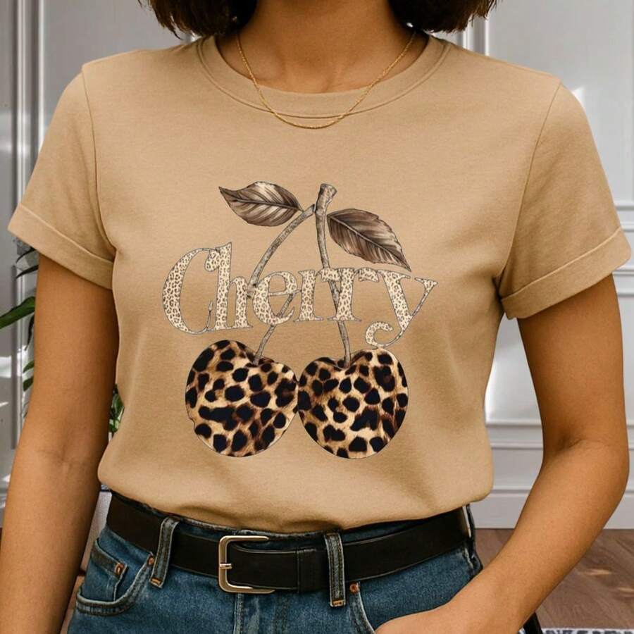 Women's Cherry T-Shirt Launch - Beige - View 1