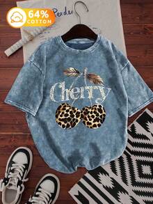 Women's New Round Neck Short Sleeved Plus Size Summer, Casual Style Containing Cotton Printed Plus SizeIncluding Cotton Round Neck T-Shirt, Sweet And Gentle Temperament, Slim And Comfortable Summer Tops, Suitable For Daily Casual Wear, Graphic Tees Women