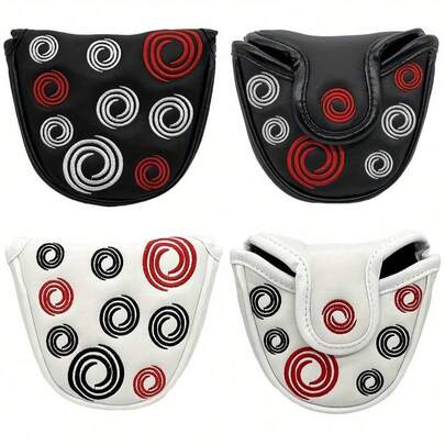 1pc Durable PU Leather Super Soft Embroidered Golf Club Head Cover With Magnetic Buckle, Suitable For Outdoor Enthusiasts Of Both Genders