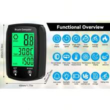 1 pieza Computadora de bicicleta multifuncional con cable, velocímetro y odómetro de bicicleta, pantalla táctil LCD, con soporte de escritorio, alfombrilla antideslizante de silicona y correa de nailon, retroiluminación, termómetro, análisis de datos profesional, regalo para ciclistas, adecuado para bicicleta de carretera y bicicleta de montaña en verano