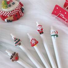 5pcs/10pcs Christmas Cute Animal Retractable Pens, Santa Claus, Snowman, Reindeer, Christmas Tree Shaped Pens, Student Stationery Gift, Essential Christmas Gift
