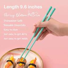 - 5 pares de palillos de fibra de vidrio rosa japons, de palillos coreanos, reutilizables, antideslizantes, aptos para lavaplatos, 9.6 pulgadas de largo, 5 patrones - 5 pares de palillos chinos Sakura multicolor - Ver 6