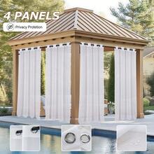 4 Panels Outdoor Sheer Semi-Transparent Curtains For Gazebos, Front Porches, And Pergolas Light-Filtering Privacy Curtains, White - trắng - Xem 1