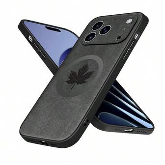 Luxury PU Leather Mobile Phone Case, Supports Car Mount, Some Models Support Magnetic Suction, Good Protection, High Quality, Maple Leaf