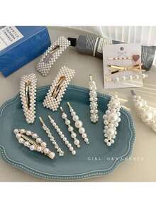 1 Random Model Classic Simple Hair Clip, ABS Material, Invalid,, Girls Daily Party Wear, Cute Princess Hair Accessories - trắng - Xem 5