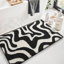 Non Slip Bathroom Rug Modern Aesthetic, Ultra Soft Absorbent Washable Bath Mats, Quick Dry Premium Floor Rugs For Shower, Tub, Bathtub, Decor, 24x43 - Thì thầm đen - Xem 11