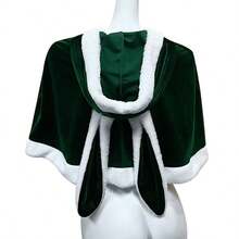 圣诞披风天鹅绒兔耳朵欧美连帽夏季红色披风圣诞节服饰配饰开衫 - 兔子 - 查看 6