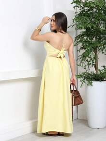 Elegant Strapless Tailored Dress - 黃色 - 查看 2