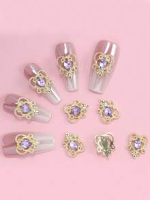 10 Pieces Of Nail Art LZ Internet Celebrity Nail Accessories With Three-Dimensional Antique Luxury Baroque Palace Style Hollow Heart DIY Nail Products