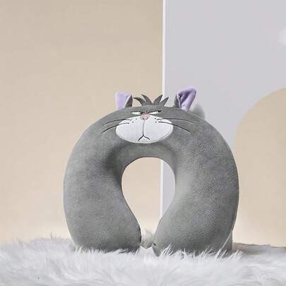Miniso Lucifer U - Shaped Pillow, Cat Shape, Skin - Friendly Fabric, Cervical Support, A Good Helper For Office Rest/Business Trip(1 PC)
