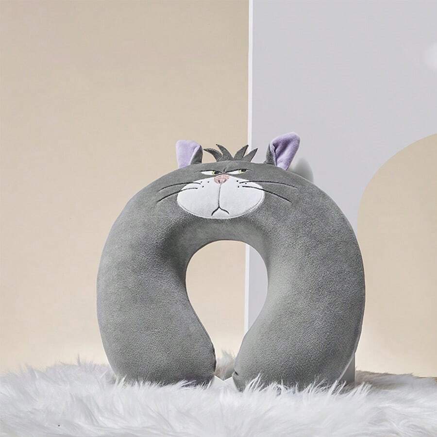 Miniso Lucifer U - Shaped Pillow, Cat Shape, Skin - Friendly Fabric, Cervical Support, A Good Helper For Office Rest/Business Trip(1 PC) - Multicolor - View 1