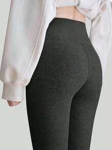 1pair 400g Thick Fluffy Cloud Fleece Leggings For Women, High Waist,Warm For Winter